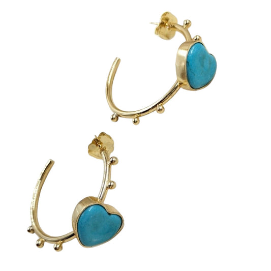 Turquoise Heart Hoops